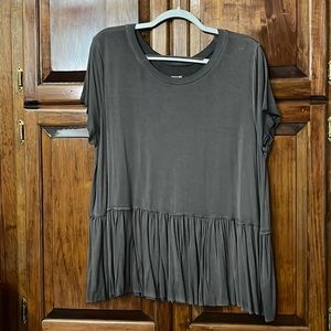 NWOT Distressed Light Gray/Grey Short Sleeve Peplum Top